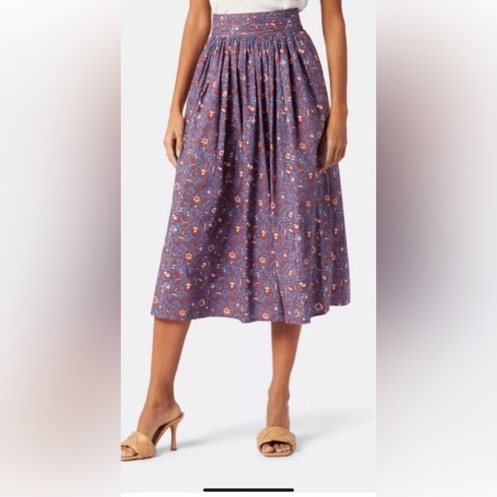 JOIE Morot Printed Cotton Midi Skirt sz 6